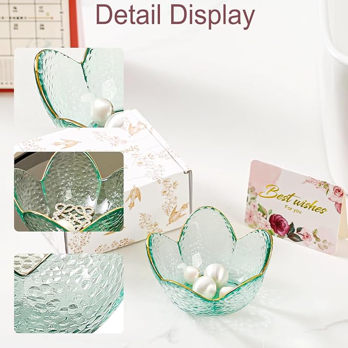 Binoster Friendship Gifts For Women Jewelry Dish Glass Ring Dish Jewelry Tray Cute Vanity Organizer Room Decor Jewellery Tray Trinket Dish Cute Bedroom Decor Christmas House Warming Gifts for women - Image 4