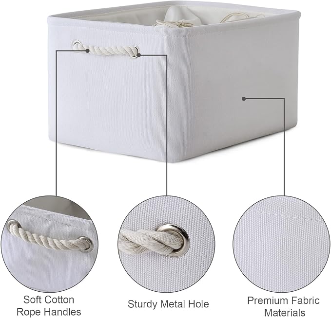 TheWarmHome Storage Basket for Gifts Empty - X Large - 3 Pack 17.7L×13.8W×9.8H in Collapsible Storage Bin for Shelves, Toy Box Storage for Gifts Book Laundry (White) - Image 6