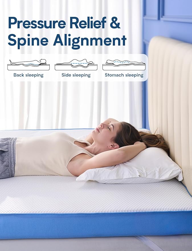 Extra Firm Mattress Topper Full Size, 4 Inch Firm High Density Memory Foam Bed Topper for Back Pain Relief, Gel Bamboo Charcoal Infused Cooling Mattress, CertiPUR-US Certified, Washable Cover