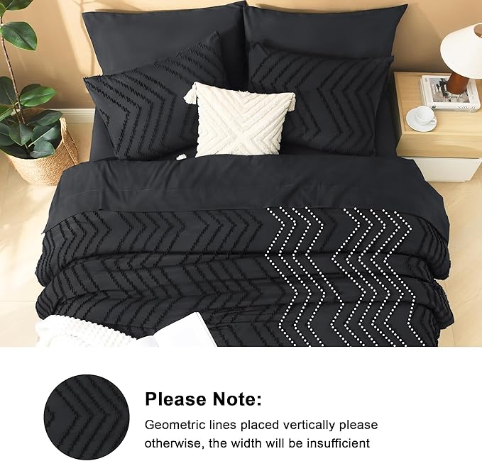 Litanika Black King Size Comforter Set with Sheets - 7 Pieces Bed in a Bag King Tufted Complete Bedding Sets with Comforter, Sheets, Pillowcases & Shams