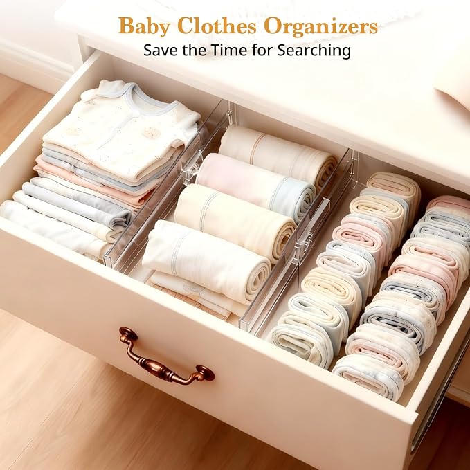 6 Pack Drawer Dividers for Clothes, 4" High 10.6"-16.9" Adjustable Drawer Dividers Expandable Dresser Drawer Organizer, Clear Drawer Separators for Clothes, Underwear, Cosmetic, Kitchen Utensils - Image 5