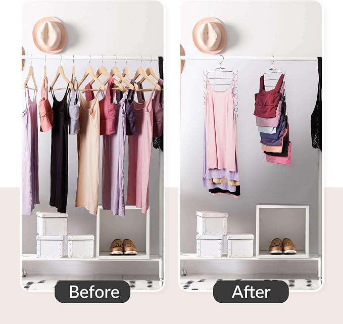ZEDODIER 3 Pack Tank Top Hanger Space Saving, Bra Hangers for Closet Organizer, Hanging Bra Organizer Tank Tops Holder with 24 Hooks, Closet Organizers and Storage Small Space Solutions, Rose Gold - Image 2