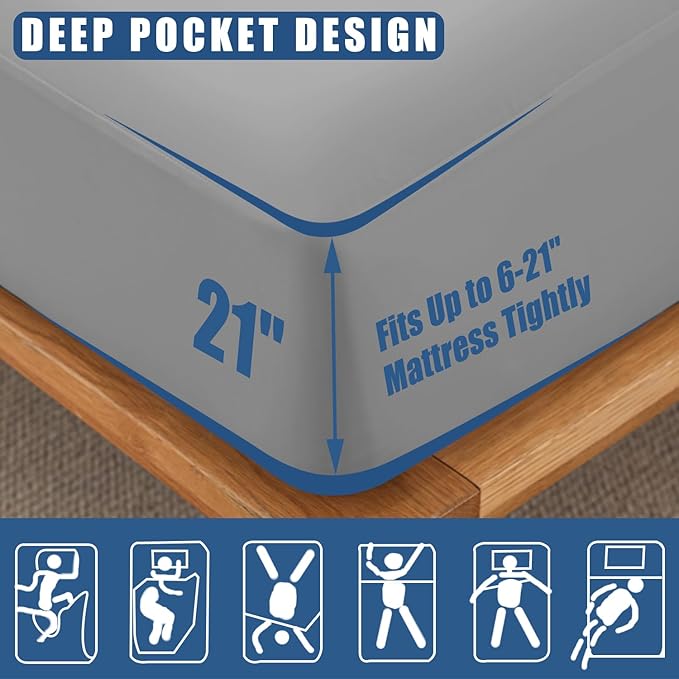 Waterproof Mattress Protector Queen Size, Breathable Mattress Cover, Fitted Deep Pocket Mattress Pad Cover Stretches up to 21 Inches, Soft Noiseless Bed Cover