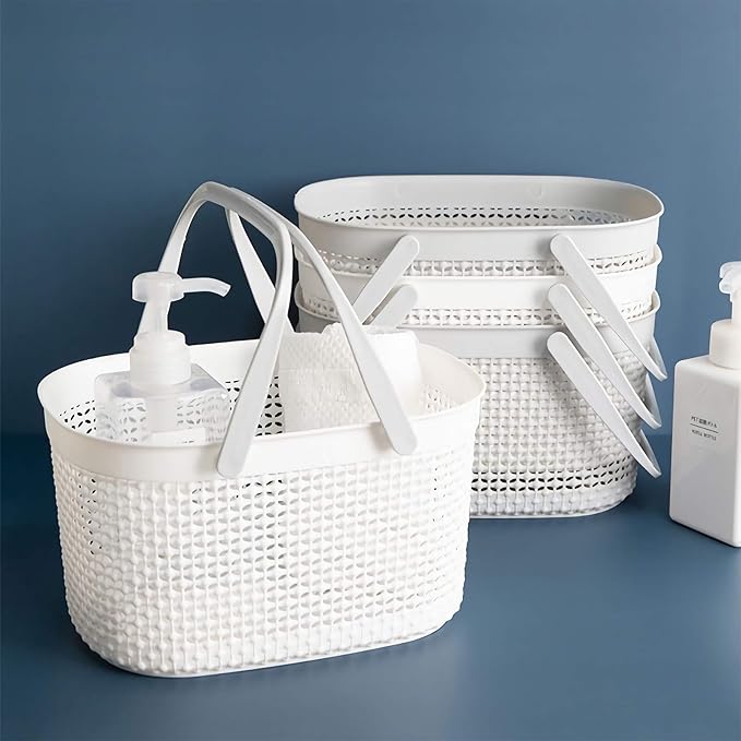 rejomiik Portable Shower Caddy Basket, Plastic Organizer Storage Tote with Handles for Bathroom, College Dorm, Kitchen, Grey - Image 7