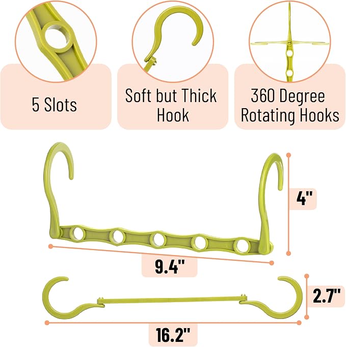 Mr. Pen- Space Saving Hangers for Clothes, 8 pcs, Autumn Colors, Plastic Multi Clothes Hangers Space Saving, 5 Slots, 360° Rotating Hooks - Image 3