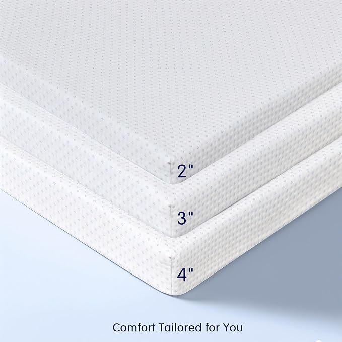 Subrtex Memory Foam Mattress Topper, 2 Inch Cal King Gel-Infused Memory Foam Topper, High Density Cooling Bed Topper Pad with Breathable Removable Fitted Cover CertiPUR-US Certified