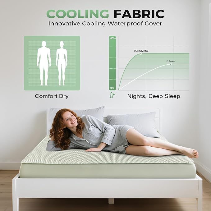 Tokokimo Premium Cooling 100% Waterproof Mattress Protector Full Size, Breathable Washable 3D Air Fabric, Soft Noiseless Deep Pocket 8''-16'', Ideal for Hot Sleepers