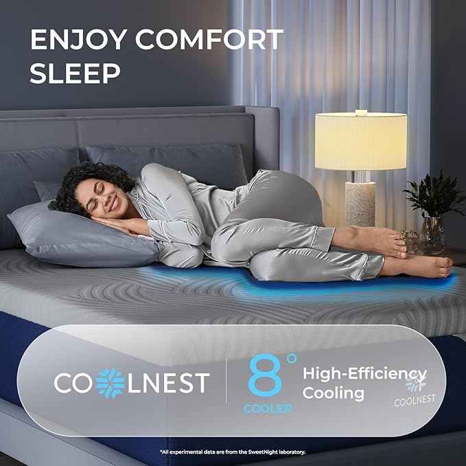 Sweetnight CoolNest 12 Inch Queen Mattress, Cooling Memory Foam Queen Size Mattress for Cool Night Sleep, 5-Zone Ergo Support for Pressure Relief, Medium, CertiPUR-US Certified