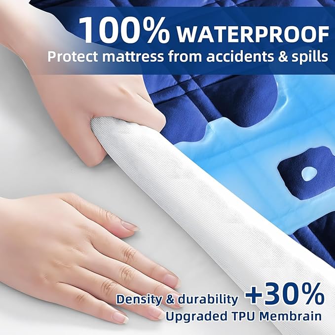 Waterproof Queen Mattress Protector, Breathable Queen Size Mattress Pad Cover Fitted Deep Pocket 8"-21", Soft Noiseless Mattress Cover Washable Padded for Home Bedroom