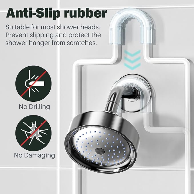 Epicano Shower Caddy Hanging, Anti-Swing Over Head Shower Caddy Rustproof with hooks for Towels, Sponge and more,White - Image 4