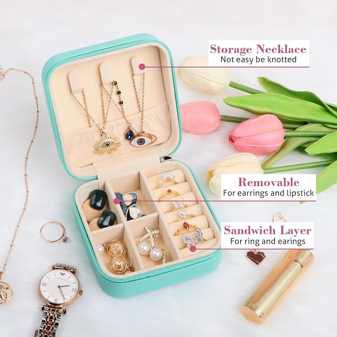 17Dec 3-Pack Small Travel Jewelry Case Organizer,Mini Travel Essentials for Women,Bridesmaid Gifts Birthday Gifts for Women,Small Jewelry Box for Girls 8-12 - Image 3