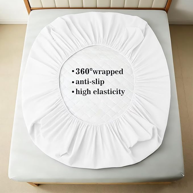 Shatex Queen Size Mattress Pad - Breathable Quilted Mattress Topper Protector with 8-16 Inches Deep Pocket, Machine Washable (60x80inch,White)