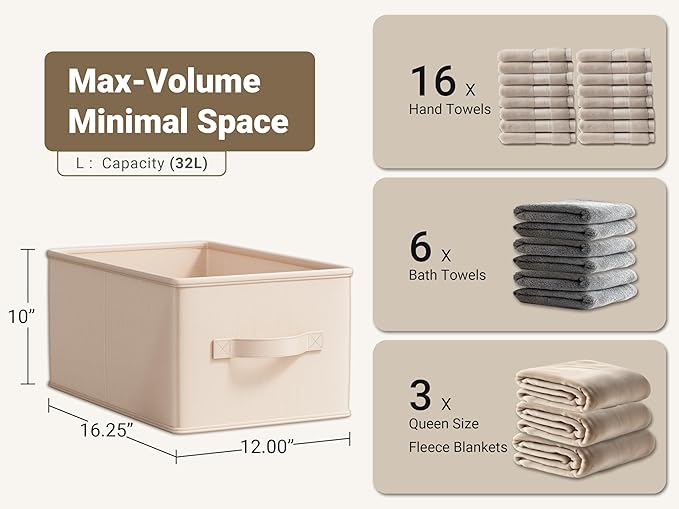 LayerSpace Storage Bins, Fabric Satin Storage Baskets for Shelves, 16.25" L*12" W*10" H Collapsible Storage Bins with Handles for clothes, Closet Baskets and Bins with Handles, Blush Pink, 3-Pack - Image 3