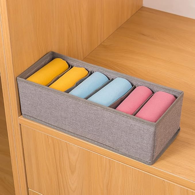 Qozary 3 Pack Sock Underwear Drawer Organizer Dividers, Collapsible Cabinet Closet Storage Boxes for Clothes, Socks, Lingerie, Underwear, Tie, Belt, Baby, Bedroom - Image 5