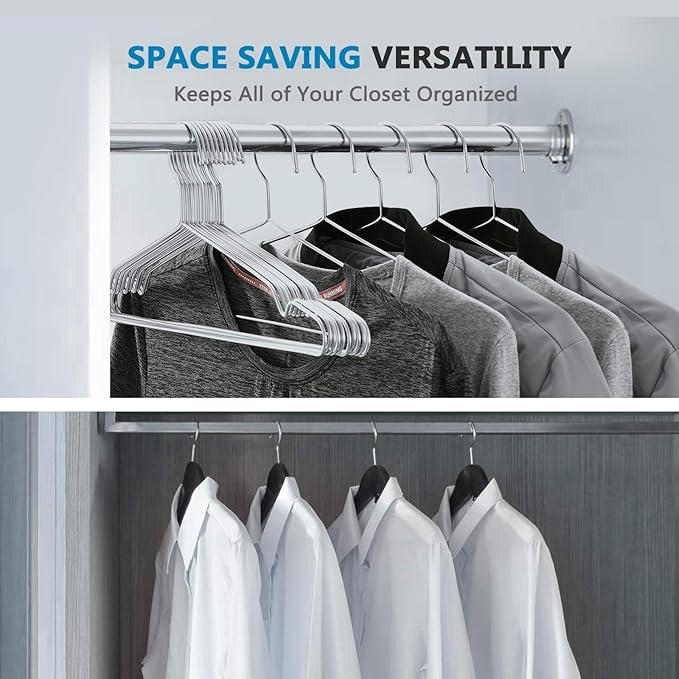Fayleeko Stainless Steel Wire Coat Hangers - Heavy Duty, Ultra Thin, Space Saving (10 pack, 17.7 Inch) - Image 6