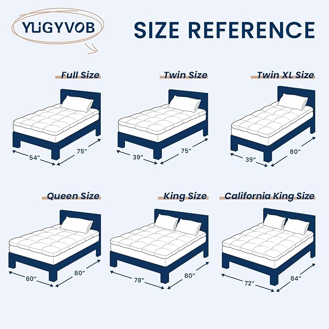 YUGYVOB Twin Size Mattress Pad Extra Thick, Cooling, and Breathable Mattress Topper 8-21" Deep Pocket Soft Down Alternative Fill