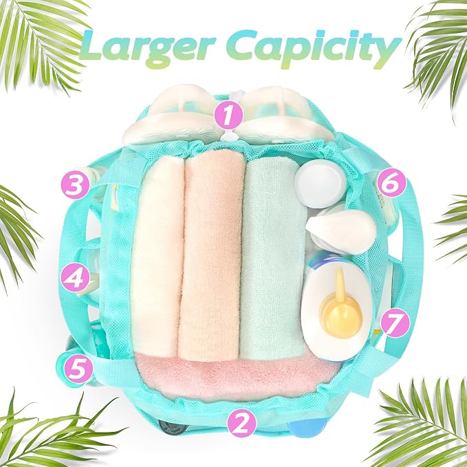 famichan Mesh Shower Caddy Portable, Dorm Room Essentials for College Students Girls and Guys, Blue Large Capacity Shower Bag for Bathroom,Camping,Gym - Image 7
