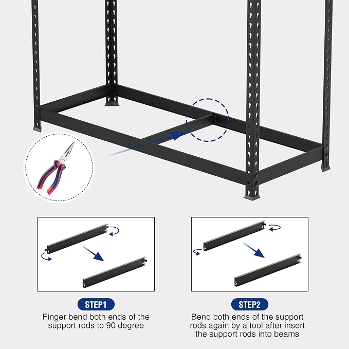 WORKPRO 5-Tier Steel Shelving Unit-Black, 35-3/10”W x 17-1/2”D x 72”H, Adjustable Storage Rack, Heavy Duty Shelf with MDF Board, 1650 lbs Load Capacity (Total) for Garage, Basement, Warehouse, Kitchen - Image 6