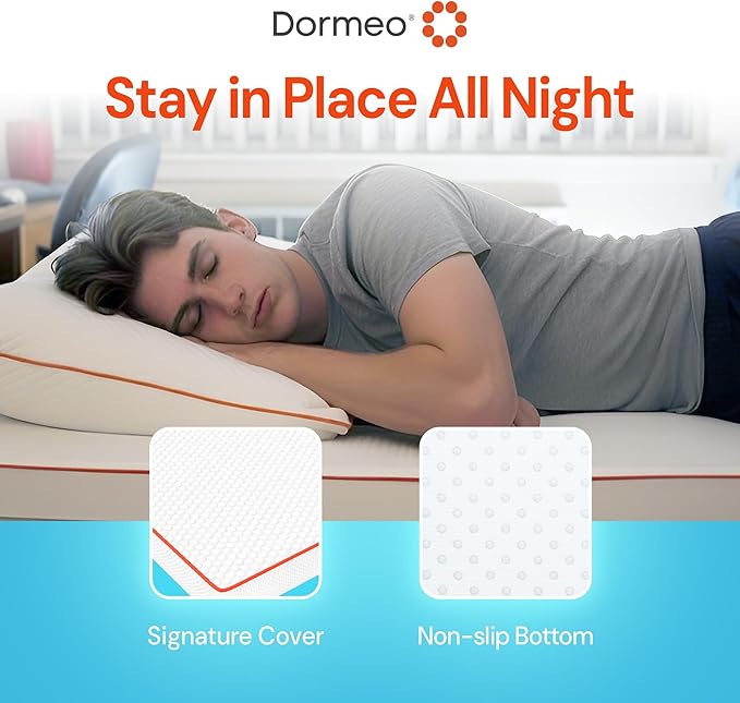 Dormeo The Essentials Dorm Mattress Topper for College, 2″ Cooling Octacell™ Airflow Comfortable Foam Dorm Bed Topper, Lightweight with Non-Slip Base, Perfect for College Student Bedding