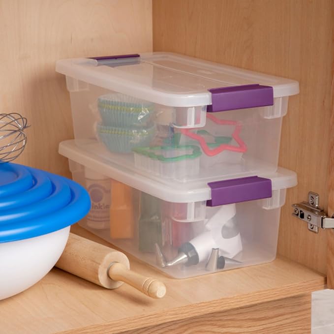 Sterilite 12-Pack ClearView Latch Box, Stackable Clear Organizer Bins with Lids, 6 Qt – Plastic Tote Containers for Closet, Office, Bedroom, Shelving Units and Everyday Home Storage Organization - Image 5