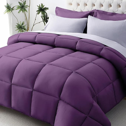 JOLLYVOGUE Full Comforter Set, Ultra-Soft Bed in a Bag Full Size 7 Pieces, Oeko-TEX Certified Bedding Set with Down Alternative Comforter, Sheets, Pillowcases & Shams, Purple & Lavender