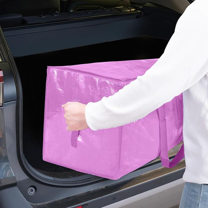 TICONN 6 Pack Extra Large Moving Bags Heavy Duty with Zippers & Carrying Handles, Durable Storage Bags Moving Boxes for Closet Organizers and Storage (6 Pack, Pink) - Image 10