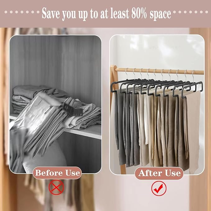 Velvet Hangers Non Slip - 20 Pack Pants Hangers for Closet - Thin Space Saving Clothes Hanger - Strong, Durable, Jean Perchas with 360 Degree Rotatable Hook for Tank Top (Black Silver Hook) - Image 6