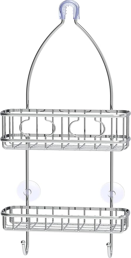 Simple Houseware Bathroom Hanging Shower Head Caddy Organizer, Chrome (22 x 10.2 x 4.2 inches) - Image 3