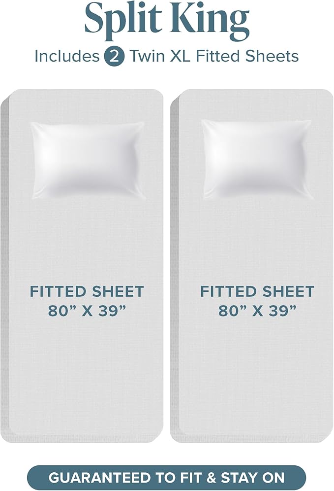 Bare Home Split King Sheet Set - 1800 Ultra-Soft Microfiber Bed Sheets - Double Brushed - Deep Pockets - Easy Fit - 5 Piece Set - Bedding Sheets & Pillowcases (Split King, Turquoise)