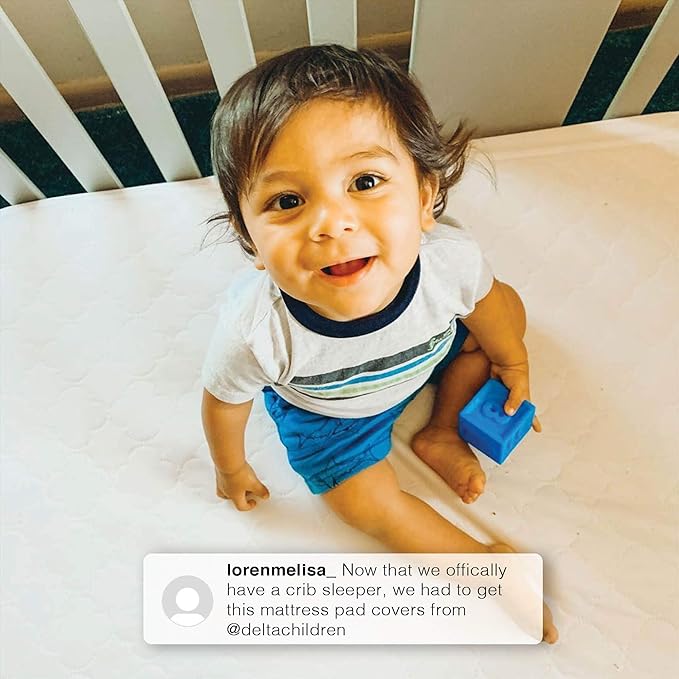 Serta Sertapedic Crib Mattress Protector with Nanotex Stain Repel and Release – Washable and Waterproof Mattress Pad Cover – Essentials for Newborn Baby and Toddler, 52"x 28", White