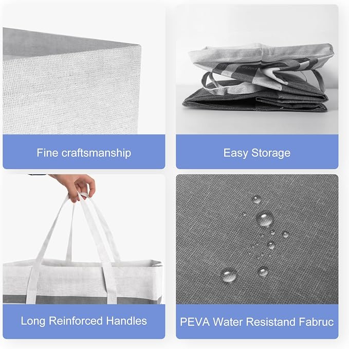 2-Pack Large Laundry Bag, Waterproof,Collapsible Tall Clothes Hamper with Extended Handles for Clothes Toys in the Dorm and Family,NO have Wire frame！ not stand up! - Image 5