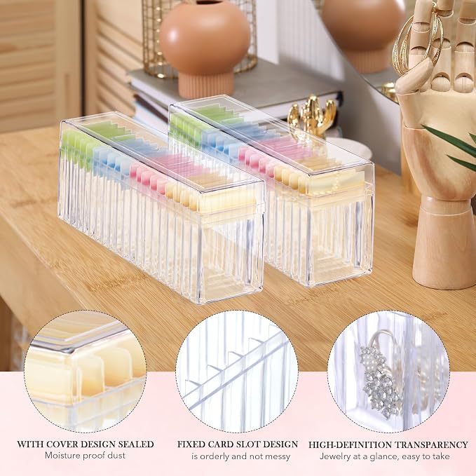 Kenning 63 Pcs Acrylic Jewelry Case Organizer, Clear Jewelry Organizers Holder with Portable Anti Tarnish Storage Bags for Rings, Earrings, Necklaces, Ideal Gifts for Women (Four Color Mixture) - Image 3