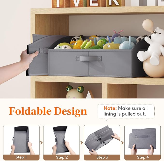 Lifewit Trapezoid Closet Storage Bins for Shelf, 6 Packs Non-woven Closet Organizer Baskets with Handles, Foldable Clothes Containers Boxes for Clothing, Book, Purse, 23L, Extra Large, Gray - Image 6