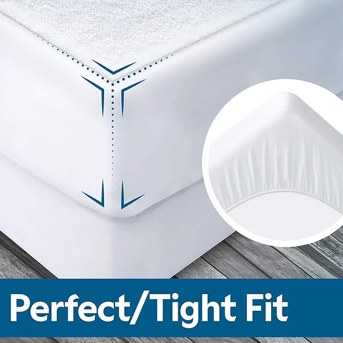 Guardmax Terry Cotton Twin XL Size Mattress Protector - Waterproof & Dust Mite Proof Mattress Cover with Stretchable Pockets - Soft, Comfortable, & Noiseless Waterproof Fitted Sheet.(39 x 80 x 13)