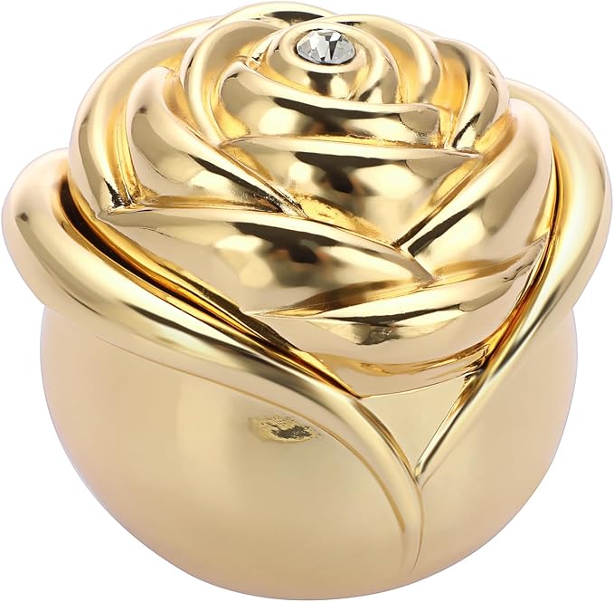 Hipiwe Rose Shape Vintage Jewelry Box - Small Trinket Storage Case Gold Ring Holder Treasure Box Organizer Keepsake Box for Rings Earrings Necklace, Gift for Women - Image 8