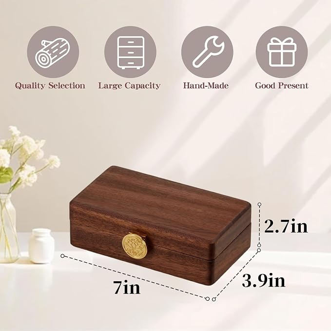 Travel Jewelry Case Wood Small Jewelry Box for Women Wood Jewelry Organizer Storage Holder For Earrings Rings Necklaces Velvet Wooden Jewelry Box With Lock - Image 2