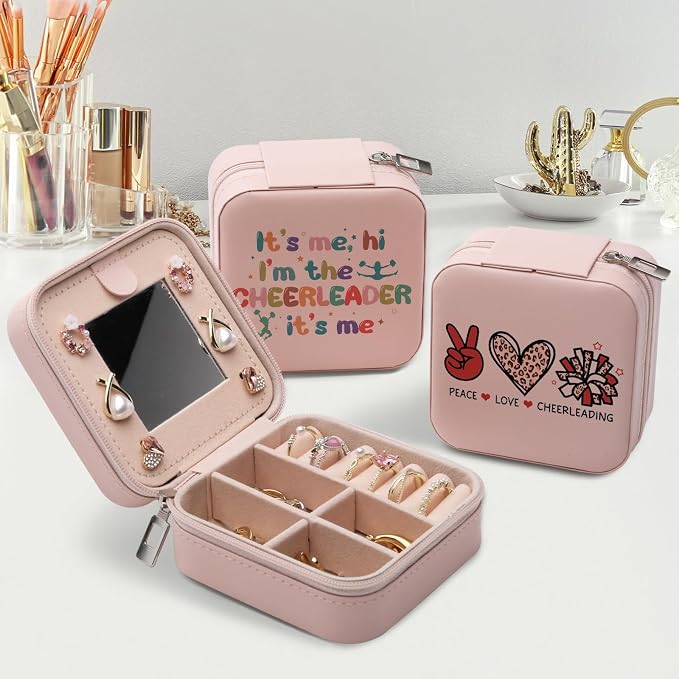 Cheerleading Gifts Jewelry Box for Women, Gifts for Cheerleaders Women Friends, Cheer-leading Gifts Stuff Accessories, Small Travel Jewelry Case Organizer for Cheer Team - Image 4