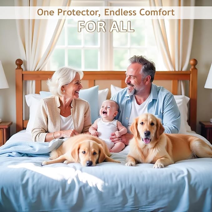 ARlinen 1 PC RV Short King Mattress Protector Fitted Style, Terry Cotton, Waterproof, Breathable, Noiseless Mattress Cover Fits 72 x 75 Mattress Up to 15'' Deep Pocket, White