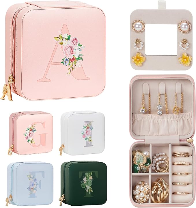 Enthralite Travel Jewelry Box for Girls: Traveling Jewelry Case Gift for Women - Mini Organizer for Necklaces Earrings Pink A by Enthralite