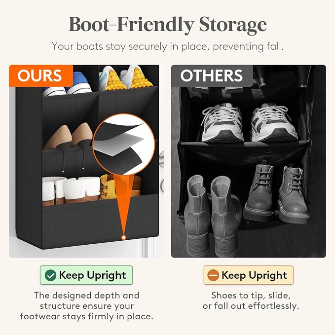 Lifewit 10 Tier Over the Door Shoe Organizer with 19 Large Deep Pockets, Fabric Hanging Shoes Shelf for Closet, Dorm Storage, Fit Up to 20 Pair Shoe Rack Holder for Sneakers, Boots, Black - Image 4