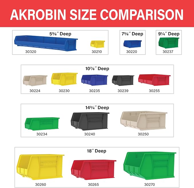 Akro-Mils 30235 AkroBins Plastic Storage Bins, Space-Saving Stackable Bins for Garage, Pantry, Craft Organization, 11" x 11" x 5", Stone, 6-Pack - Image 6