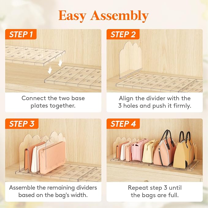 Lifewit Purse Organizer for Closet, Clear Handbags Storage Organizer, Adjustable Clutch Purse Storage Organizer Holder for Closet, 3 Pack Bookshelf Dividers for Sweater in Bedroom 35 x 24 cm/14 x 9.5 - Image 6