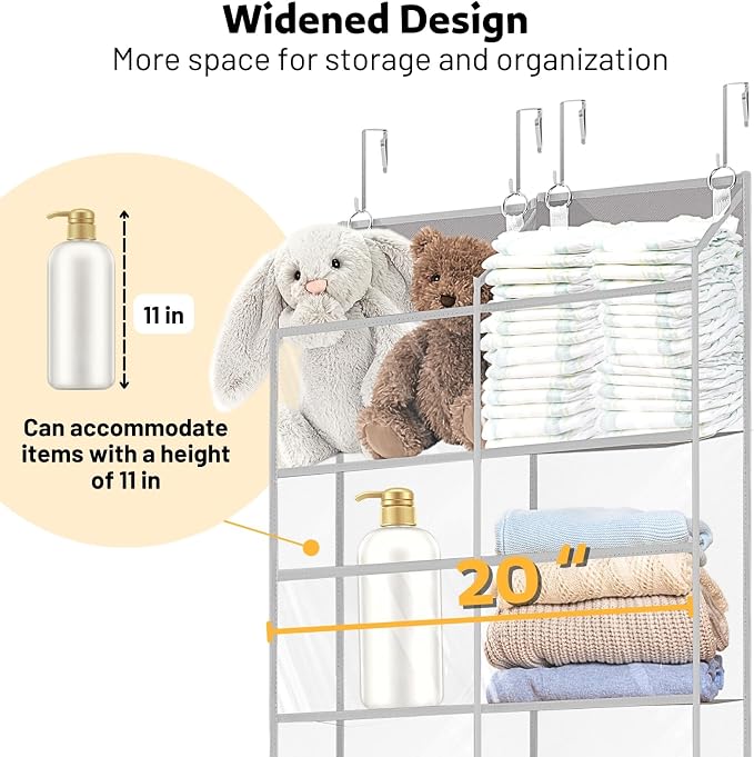 Over the Door Organizer 5 Tiers,Extra Large Behind Door Storage of 10 Compartments,50 lbs Weight Capacity Over the Door Storage, Clear Door Hanging Organizer for Closet, Diaper Organizer - Image 4