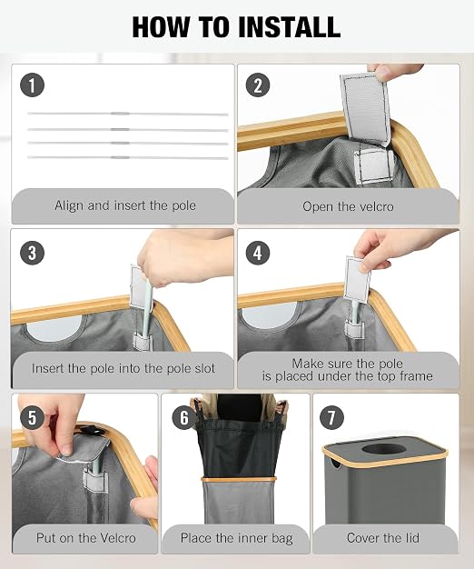 Recycling Bins for Kitchen, 26 Gallon (100L) Recycle Bin with lid, Indoor Oxford Fabric Recycling Trash Can with 2 Pack Removeable and Reusable Inner Bags for Bottle Can Glass Plastic Sticker, Grey - Image 8