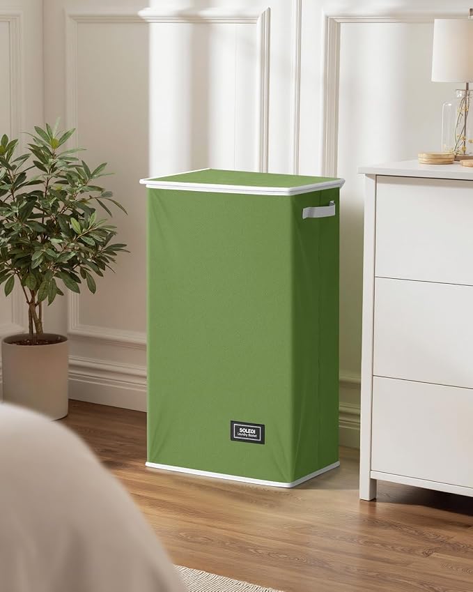 SOLEDI Laundry Hamper with Lid 100L Large & Tall Collapsible Laundry Basket, Clothes Hamper with Bag Removable Easy to Carry, Dirty Hampers for Bedroom, Bathroom, Dorm, College, Dark Green - Image 7