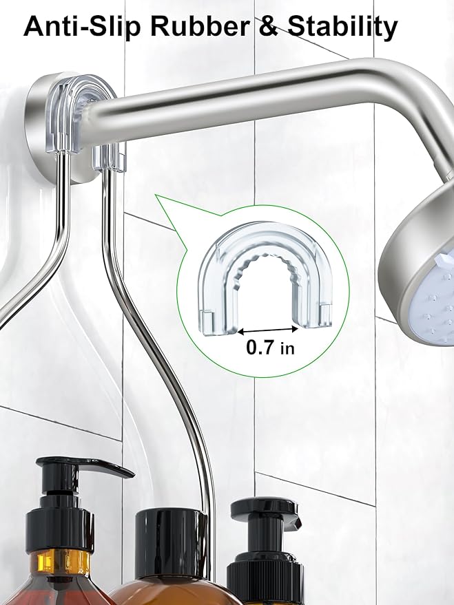 SMARTAKE Hanging Shower Head Caddy, Rustproof Bathroom Shower Shelf Organizer, SUS201 Stainless Steel Over The Storage Rack, for Toilet, Bathroom, Silver - Image 5