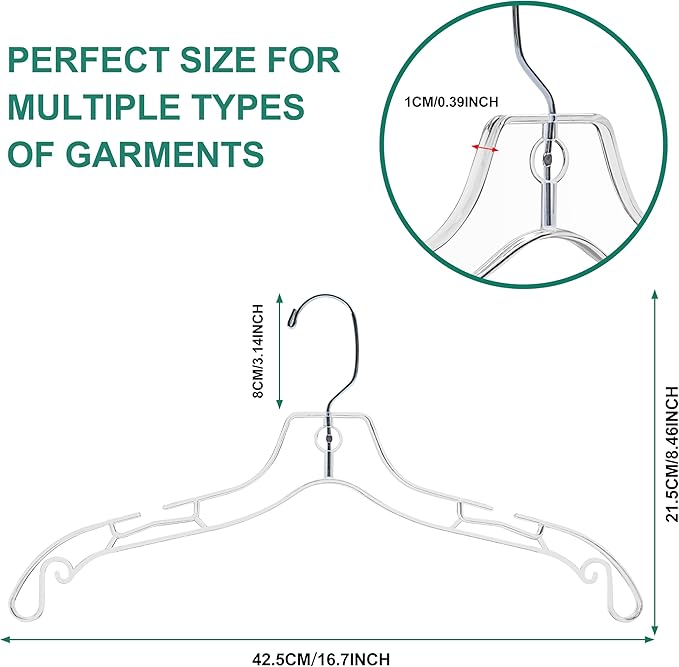 Quality Clear Hangers 12 Pack - Crystal Hangers for Clothes - Durable Plastic Hanger Set - Invisible Dress for Suits - Heavy Duty - Nonslip Coat and Shirt (Clear, 96 Pack) - Image 4