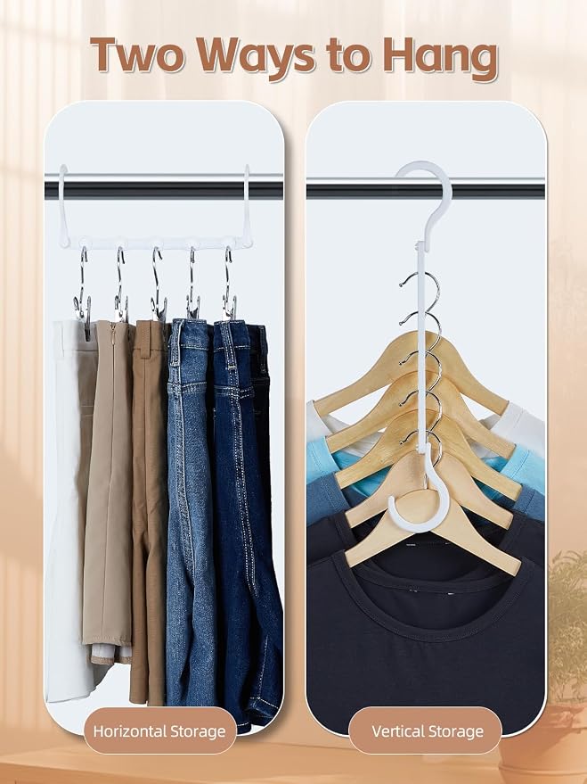 HOUSE DAY White Magic Space Saving Hangers, Premium Smart Hanger Hooks, Sturdy Cascading Hangers with 5 Holes for Heavy Clothes, Closet Organizers and Storage, College Dorm Room Essentials 10 Pack - Image 4