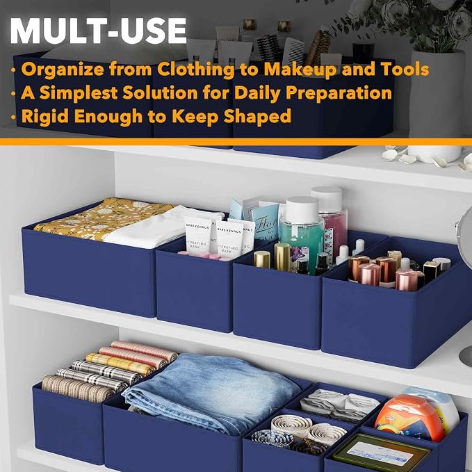 SpaceAid Drawer Organizer for Clothes, 12 Pack Dresser Drawer Organizer Bins, Closet Organizers and Storage Dividers for Clothing, Underwears, Socks (Blue) - Image 4