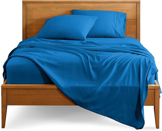 Bare Home Split King Sheet Set - 1800 Ultra-Soft Microfiber Bed Sheets - Double Brushed - Deep Pockets - Easy Fit - 5 Piece Set - Bedding Sheets & Pillowcases (Split King, Medium Blue)